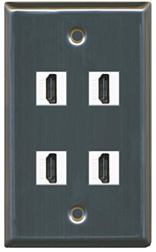 RiteAV (1 Gang Flat) 4 HDMI Wall Plate Stainless Steel
