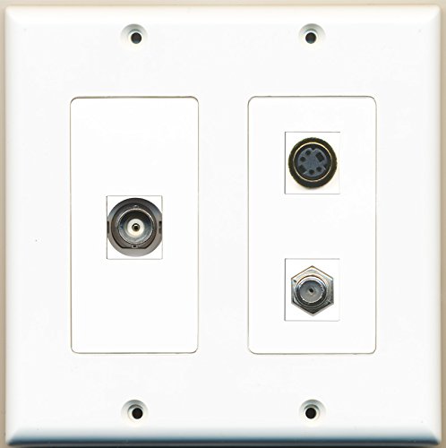 RiteAV - 1 Port Coax Cable TV- F-Type 1 Port S-Video 1 Port BNC - 2 Gang Wall Plate