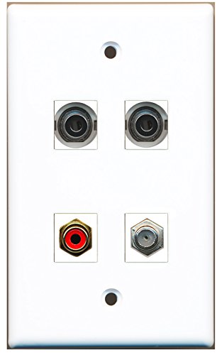 RiteAV - 1 Port RCA Red 1 Port Coax Cable TV- F-Type 2 Port 3.5mm Wall Plate