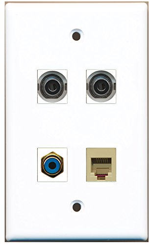 RiteAV - 1 Port RCA Blue 1 Port Phone RJ11 RJ12 Beige 2 Port 3.5mm Wall Plate