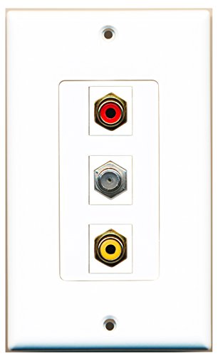 RiteAV - 1 Port RCA Red and 1 Port RCA Yellow and 1 Port Coax Cable TV- F-Type Decorative Wall Plate Decorative