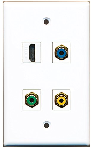 RiteAV - 1 Port HDMI 1 Port RCA Yellow 1 Port RCA Green 1 Port RCA Blue Wall Plate