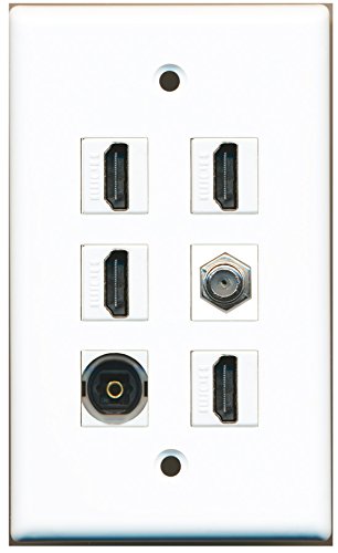 RiteAV - 4 HDMI 1 Port Coax Cable TV- F-Type 1 Port Toslink Wall Plate