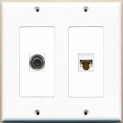 RiteAV - 1 Port 3.5mm 1 Port Cat6 Ethernet White - Dual Gang Wall Plate