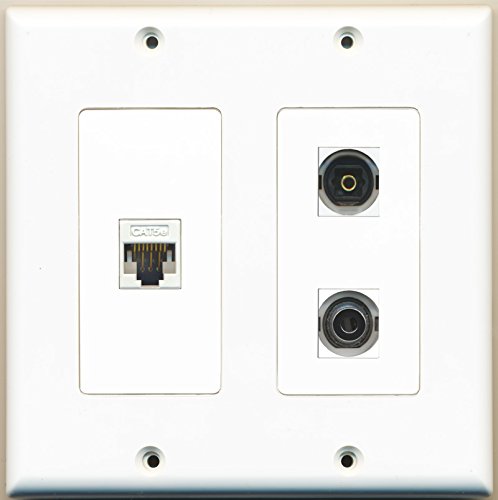 RiteAV - 1 Port Toslink 1 Port 3.5mm 1 Port Cat5e Ethernet White - 2 Gang Wall Plate