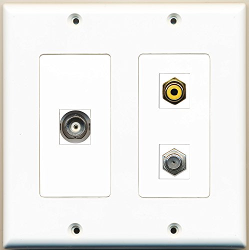 RiteAV - 1 Port RCA Yellow 1 Port Coax Cable TV- F-Type 1 Port BNC - 2 Gang Wall Plate