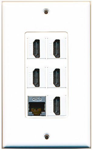 RiteAV - 5 Port HDMI 1 Shielded Cat6 Ethernet Wall Plate Decorative