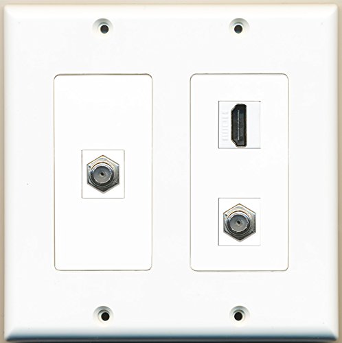 RiteAV - 1 Port HDMI 2 Port Coax Cable TV- F-Type - 2 Gang Wall Plate