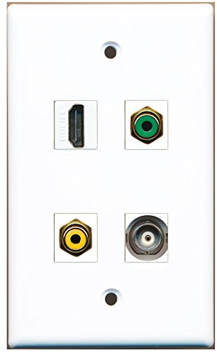 RiteAV - 1 Port HDMI 1 Port RCA Yellow 1 Port RCA Green 1 Port BNC Wall Plate