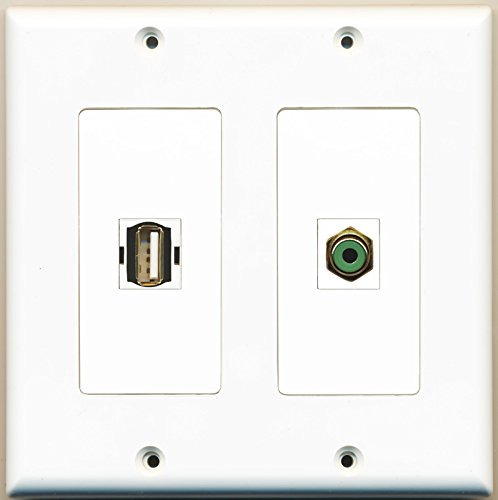 RiteAV - 1 Port RCA Green 1 Port USB A-A - Dual Gang Wall Plate