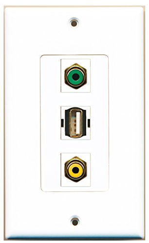 RiteAV - 1 Port RCA Yellow and 1 Port RCA Green and 1 Port USB A-A Decorative Wall Plate Decorative