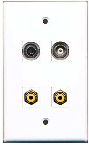 RiteAV - 2 Port RCA Yellow 1 Port 3.5mm 1 Port BNC Wall Plate