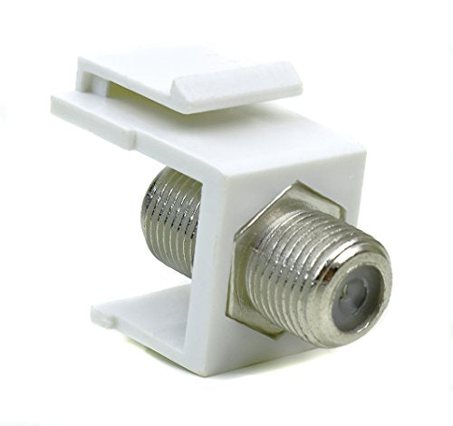 RiteAV White Coax Cable F Type Keystone Jack Coupler Connector Female to Female