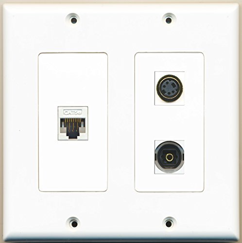 RiteAV - 1 Port S-Video 1 Port Toslink 1 Port Cat5e Ethernet White - 2 Gang Wall Plate