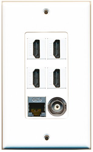 RiteAV - 4 Port HDMI 1 Shielded Cat6 Ethernet 1 BNC Wall Plate Decorative