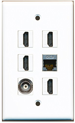 RiteAV - 4 HDMI 1 Port Shielded Cat6 Ethernet 1 Port BNC Wall Plate