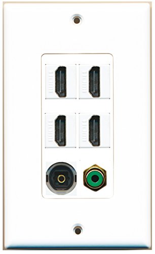 RiteAV - 4 Port HDMI 1 RCA Green 1 Toslink Wall Plate Decorative