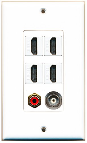 RiteAV - 4 Port HDMI 1 RCA Red 1 BNC Wall Plate Decorative