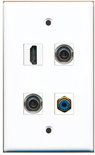 RiteAV - 1 Port HDMI 1 Port RCA Blue 2 Port 3.5mm Wall Plate
