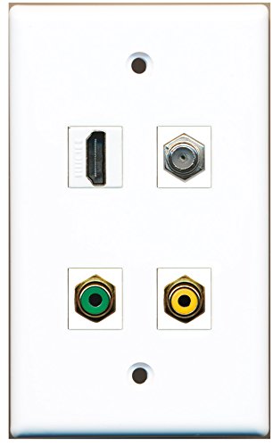RiteAV - 1 Port HDMI 1 Port RCA Yellow 1 Port RCA Green 1 Port Coax Cable TV- F-Type Wall Plate