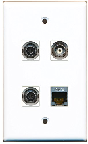 RiteAV - 1 Port Shielded Cat6 Ethernet 2 Port 3.5mm 1 Port BNC Wall Plate