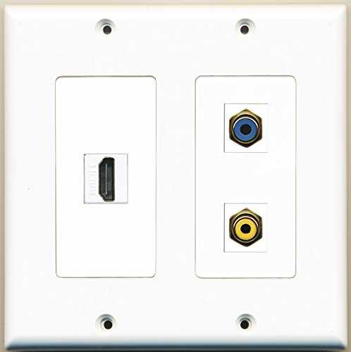 RiteAV - 1 Port HDMI 1 Port RCA Yellow 1 Port RCA Blue - 2 Gang Wall Plate