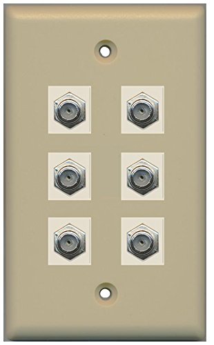 RiteAV (1 Gang Flat) 6 Coax Ivory Wall Plate Ivory