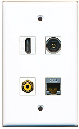 RiteAV - 1 Port HDMI 1 Port RCA Yellow 1 Port Shielded Cat6 Ethernet 1 Port Toslink Wall Plate