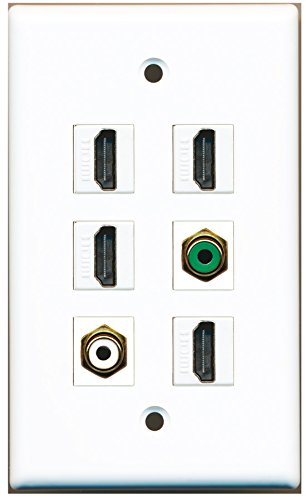 RiteAV - 4 HDMI 1 Port RCA White 1 Port RCA Green Wall Plate