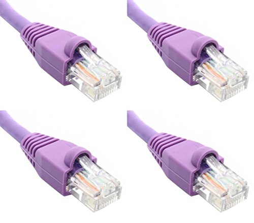 Ultra Spec Cables Pack of 4 - Purple 1FT Cat6 Ethernet Network Cable LAN Internet Patch Cord RJ45 Gigabit