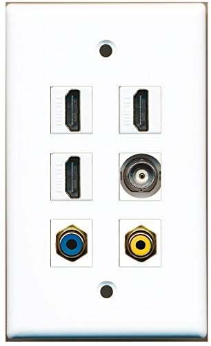 RiteAV - 3 HDMI 1 Port RCA Yellow 1 Port RCA Blue 1 Port BNC Wall Plate