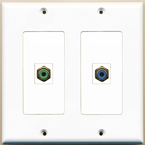 RiteAV - 1 Port RCA Green 1 Port RCA Blue - Dual Gang Wall Plate
