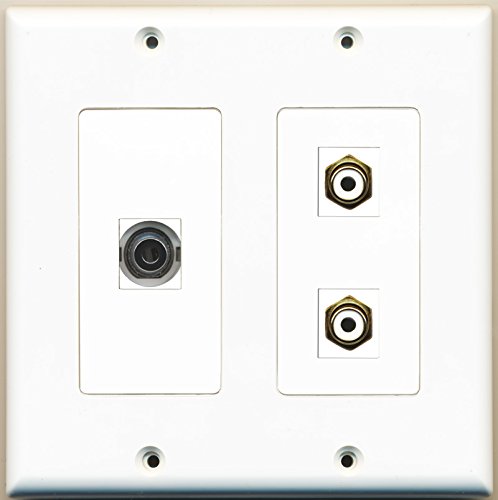 RiteAV - 2 Port RCA White 1 Port 3.5mm - 2 Gang Wall Plate