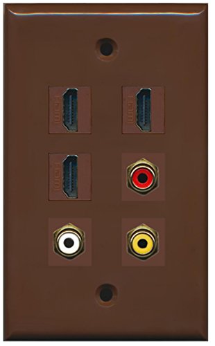 RiteAV - 3 HDMI 1 Port RCA Red 1 Port RCA White 1 Port RCA Yellow Wall Plate - Brown