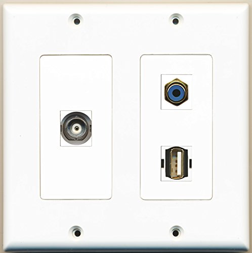 RiteAV - 1 Port RCA Blue 1 Port USB A-A 1 Port BNC - 2 Gang Wall Plate