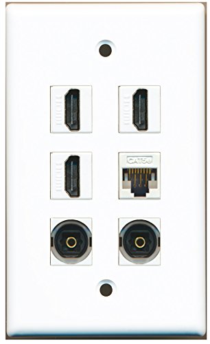 RiteAV - 3 HDMI 2 Port Toslink 1 Port Cat5e Ethernet White Wall Plate