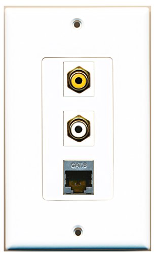 RiteAV - 1 Port RCA White and 1 Port RCA Yellow and 1 Port Shielded Cat6 Ethernet Decorative Wall Plate Decorative