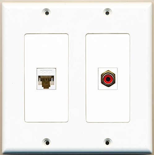 RiteAV - 1 Port RCA Red 1 Port Cat6 Ethernet White - Dual Gang Wall Plate