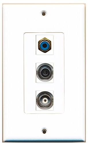 RiteAV - 1 Port RCA Blue and 1 Port 3.5mm and 1 Port BNC Decorative Wall Plate Decorative