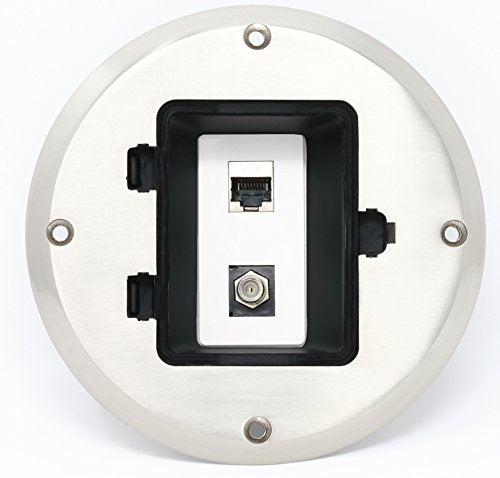 RiteAV Cat6 Shielded Ethernet Coax Cable TV Floor Box - Stainless Steel