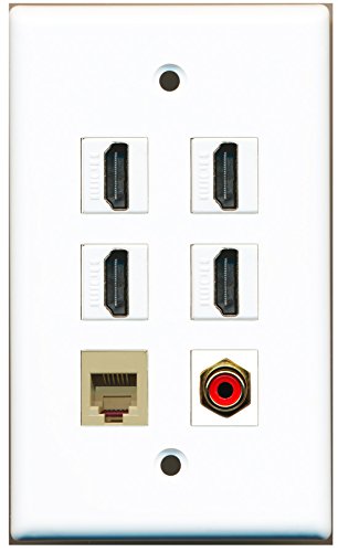 RiteAV - 4 HDMI 1 Port RCA Red 1 Port Phone RJ11 RJ12 Beige Wall Plate