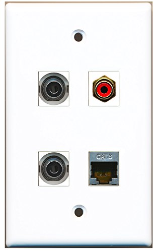 RiteAV - 1 Port RCA Red 1 Port Shielded Cat6 Ethernet 2 Port 3.5mm Wall Plate