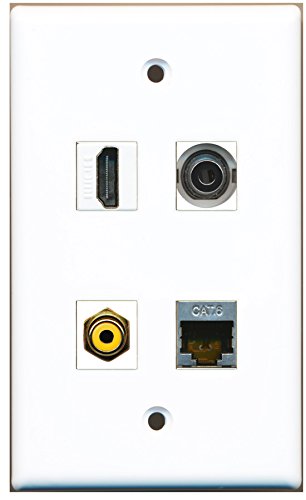 RiteAV - 1 Port HDMI 1 Port RCA Yellow 1 Port Shielded Cat6 Ethernet 1 Port 3.5mm Wall Plate
