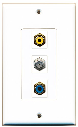 RiteAV - 1 Port RCA Yellow and 1 Port RCA Blue and 1 Port Coax Cable TV- F-Type Decorative Wall Plate Decorative