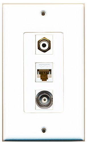 RiteAV - 1 Port RCA White and 1 Port BNC and 1 Port Cat6 Ethernet White Decorative Wall Plate Decorative