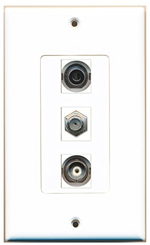 RiteAV - 1 Port Coax Cable TV- F-Type and 1 Port 3.5mm and 1 Port BNC Decorative Wall Plate Decorative