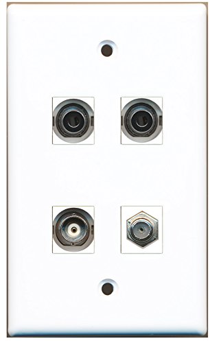 RiteAV - 1 Port Coax Cable TV- F-Type 2 Port 3.5mm 1 Port BNC Wall Plate