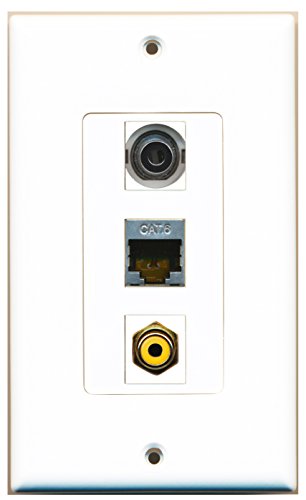RiteAV - 1 Port RCA Yellow and 1 Port Shielded Cat6 Ethernet and 1 Port 3.5mm Decorative Wall Plate Decorative