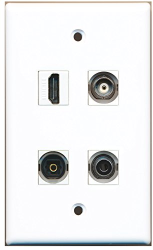 RiteAV - 1 Port HDMI 1 Port Toslink 1 Port 3.5mm 1 Port BNC Wall Plate