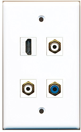 RiteAV - 1 Port HDMI 2 Port RCA White 1 Port RCA Blue Wall Plate